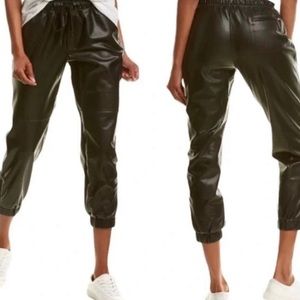 David Lerner Black Leather Joggers